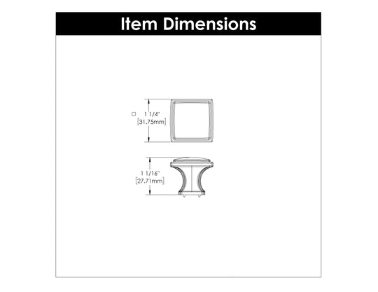 Door Knob 1-1/4 Inch Square - Bridges Collection