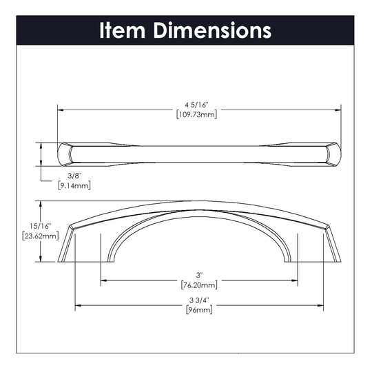 Cabinet Pull 3 Inch & 3-3/4 Inch (96mm) Center to Center - Greenwich Collection