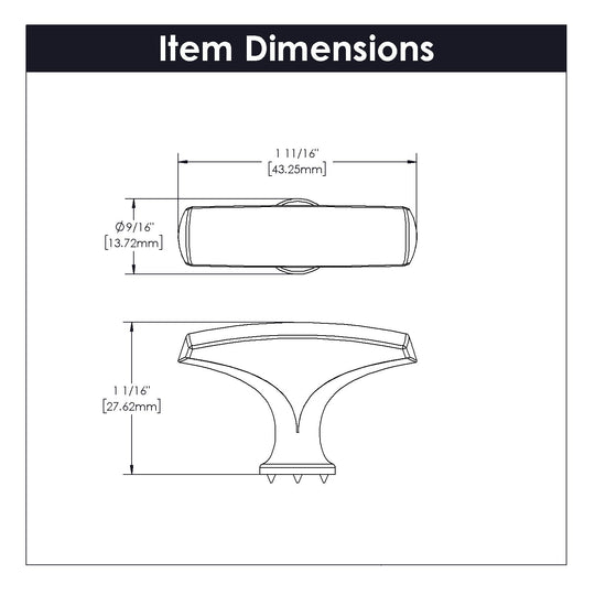 Door Knob 1-3/4 Inch x 1/2 Inch - Greenwich Collection