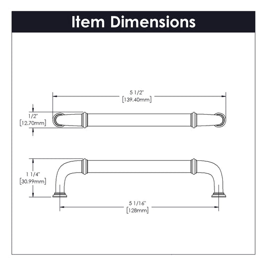 Cabinet Pull 5-1/16 Inch (128mm) Center to Center - Cottage Collection