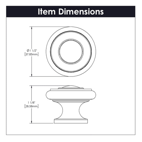 Drawer Knob 1-1/2 Inch Diameter - Cottage Collection