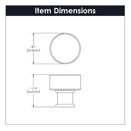 Drawer Knob 1 Inch Diameter - Midway Collection