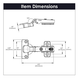 Hinge Concealed Full Overlay Frameless Self-Close in Polished Nickel - Hickory Hardware