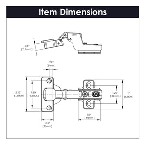 Hinge Concealed Full Inset Frameless Self-Close in Polished Nickel - Hickory Hardware