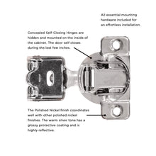 Load image into Gallery viewer, Hinge Concealed 3/4 Inch Overlay Face Frame Self-Close in Polished Nickel - Hickory Hardware