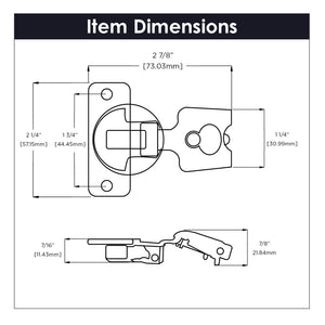 Hinge Concealed 3/4 Inch Overlay Face Frame Self-Close in Polished Nickel - Hickory Hardware