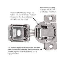 Load image into Gallery viewer, Hinge Concealed 1-1/4 Inch Overlay Face Frame Self-Close in Polished Nickel - Hickory Hardware