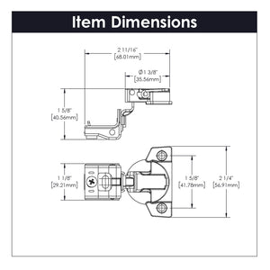 Hinge Concealed 1-1/4 Inch Overlay Face Frame Self-Close in Polished Nickel - Hickory Hardware