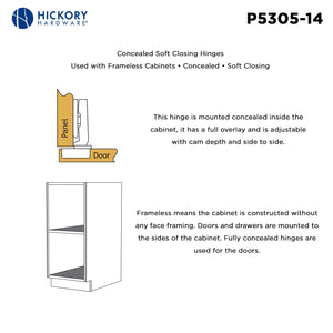 Hinge Concealed Full Overlay Frameless Soft Close in Polished Nickel - Hickory Hardware