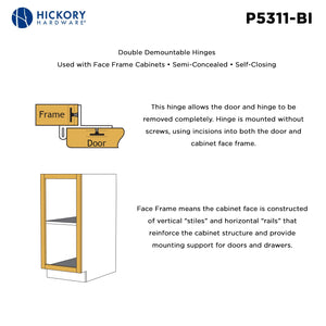 Double Demountable Hinge Collection Hinge Double Demountable 1/4 Inch Overlay (2 Hinges/Per Pack) - Hickory Hardware