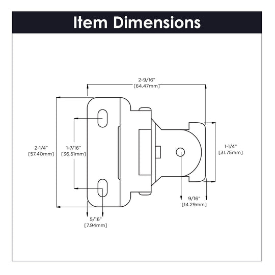 Dsingle demountable cabinet hinges 1/2 Inch Overlay (2 Hinges/Per Pack) - Hickory Hardware
