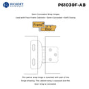 Load image into Gallery viewer, Self Closing Hinge Semi-Concealed 3/8 Inch Inset 1/4 Inch Overlay Face Frame Part Wrap Self-Close (2 Hinges/Per Pack) - Hickory Hardware