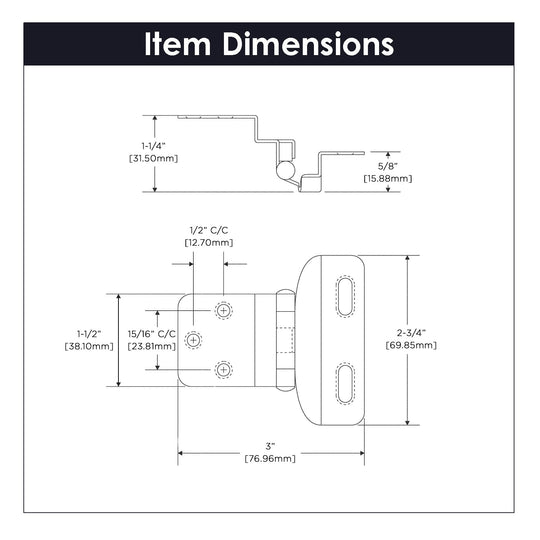 Self Closing Hinge Semi-Concealed 3/8 Inch Inset 1/4 Inch Overlay Face Frame Part Wrap Self-Close (2 Hinges/Per Pack) - Hickory Hardware