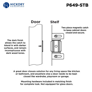 Door Catch Hardware 2 Inch Center to Center in Statuary Bronze - Hickory Hardware