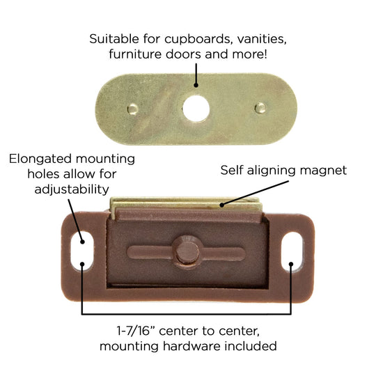 Strong Magnetic Door Catch 1-7/16 Inch Center to Center - Hickory Hardware