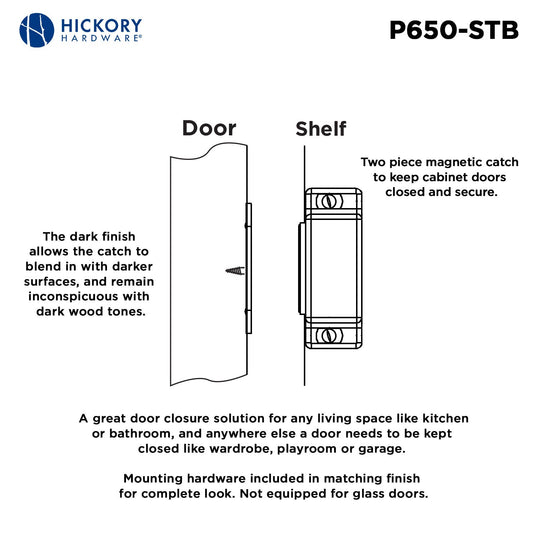 Strong Magnetic Door Catch 1-7/16 Inch Center to Center - Hickory Hardware