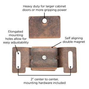 Magnetic Drawer Catch 2 Inch Center to Center in Statuary Bronze- Hickory Hardware