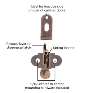 Closet Door Catch 11/16 Inch Center to Center in Statuary Bronze - Hickory Hardware