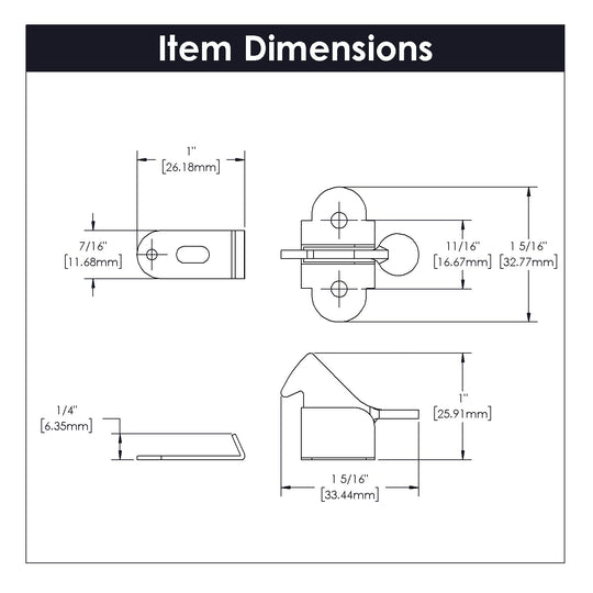 Closet Door Catch 11/16 Inch Center to Center in Statuary Bronze - Hickory Hardware