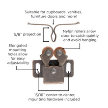 Load image into Gallery viewer, Door Catch 15/16 Inch Center to Center in Statuary Bronze - Hickory Hardware