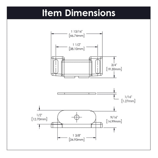 Magnetic Catch 1-1/2 Inch Center to Center in Statuary Bronze - Hickory Hardware