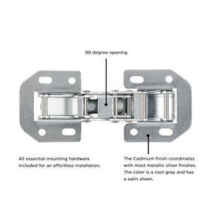 Concealed Hinges Variable Overlay/Inset Frameless Easy On in Cadmium- Hickory Hardware