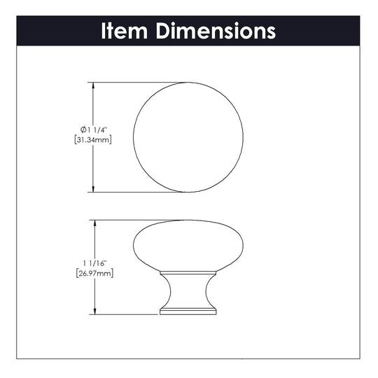 Cabinet Knob 1-1/4 Inch Diameter - Cottage Collection