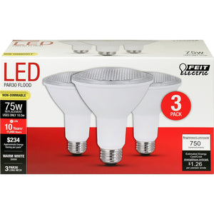 PAR30 LED Light Bulbs, 10.5 Watts, E26, Non-Dimmable, 750 Lumens, 3000K