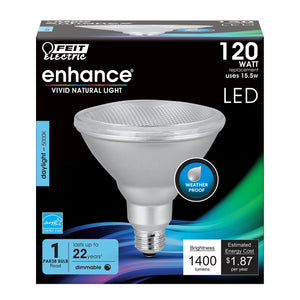 PAR38 LED Light Bulb, 15.5 Watts, E26, Silver Finish, Dimmable, 1400 Lumens, 5000K