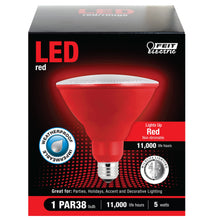 Load image into Gallery viewer, PAR38 Red LED Light Bulb, 5 Watts, E26, Weatherproof, Red Reflector, Party and Decorative Lighting