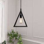 Triangle Shape Pendant Lighting Fixture, E26 Base, Matte Black Finish, UL Listed