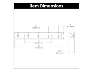 5 Coat & Hat Hook Rail 28 Inch Long - Hickory Hardware