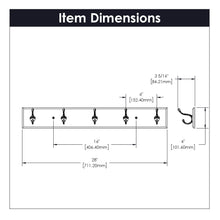 Load image into Gallery viewer, 5 Hat and Coat Hook Rail 28 Inch Long - Hickory Hardware