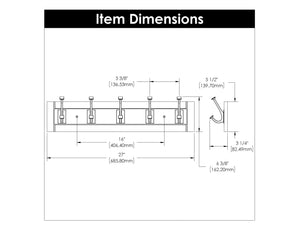 5 Coat & Hat Hook Rail 27 Inch Long - Hickory Hardware