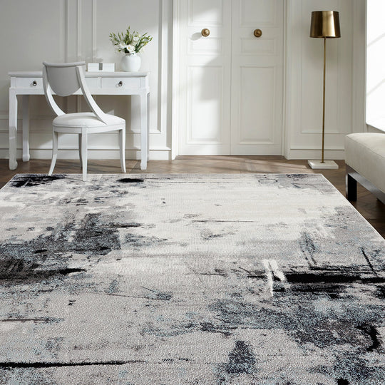 Solstice Grey Tones and White 5 ft. 3 in. x 7 ft. 6 in. Area Rug