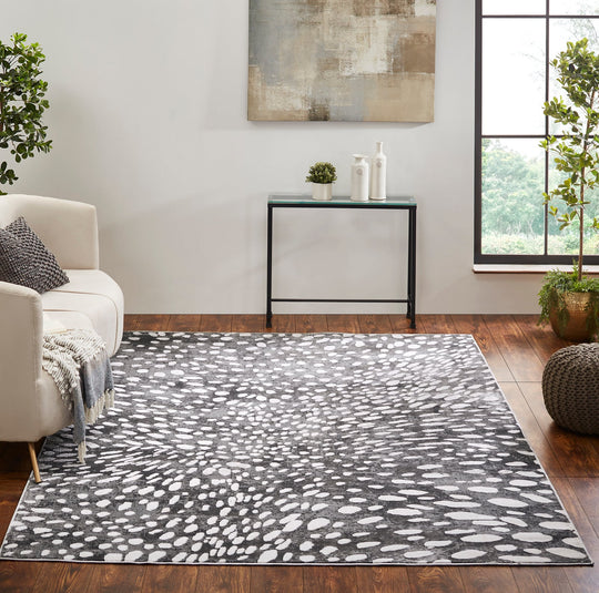 Serengeti Charcoal Spotted 7 ft. 7 in. x 9 ft. 6 in. Animal Print Area Rug