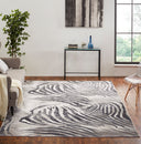 Load image into Gallery viewer, Serengeti Charcoal Zebra 5 ft. 6 in. x 7 ft. 6 in. Animal Print Area Rug