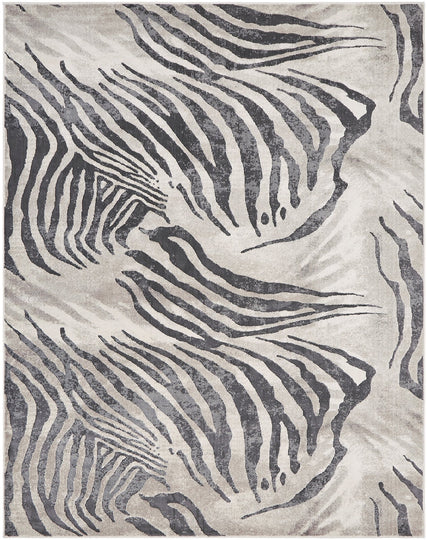 Serengeti Charcoal Zebra 7 ft. 7 in. x 9 ft. 6 in. Animal Print Area Rug