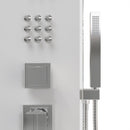Load image into Gallery viewer, 59 in 4-Jet White Glass Shower Panel System With Adjustable Rainfall Shower Head &amp; Handheld Shower, Self-Cleaning &amp; Jet Massage Feature