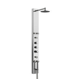 59 In. 6 Jet Stainless Steel Shower panel System With Adjustable Round Rainfall Showerhead, Handheld Shower, Self-Cleaning & Jet Massage Feature