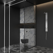 Load image into Gallery viewer, 59 In. 6 Jet Stainless Steel Shower panel System With Adjustable Round Rainfall Showerhead, Handheld Shower, Self-Cleaning &amp; Jet Massage Feature