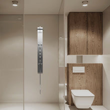Load image into Gallery viewer, 59 In. 6 Jet Stainless Steel Shower panel System With Adjustable Round Rainfall Showerhead, Handheld Shower, Self-Cleaning &amp; Jet Massage Feature