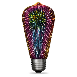 ST19 Infinity 3D Fireworks Effect LED Bulb, 2 Watts, E26, Prismatic White, Non-dimmable