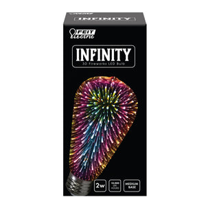 ST19 Infinity 3D Fireworks Effect LED Bulb, 2 Watts, E26, Prismatic White, Non-dimmable