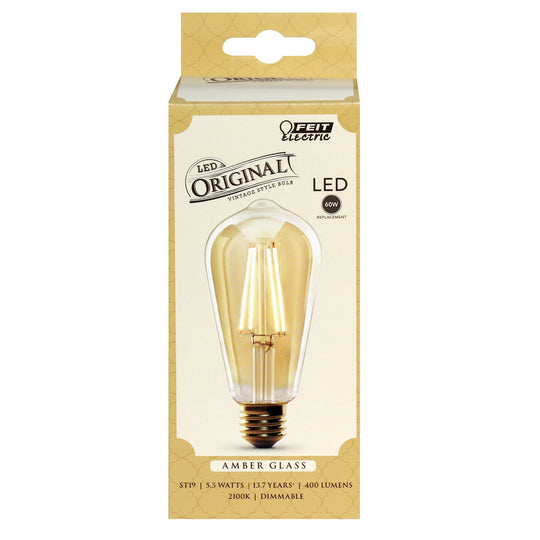 ST19 Vintage LED Light Bulb, 5.5 Watts, E26, Dimmable, 400 lumens, Decorative Bulb