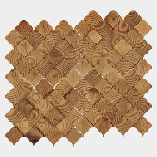 13" x 11" x 0.59 mm Stereo Scallop Wood Mosaic Tile (10.08 sq.ft/ctn)
