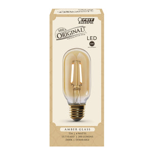 T14 Vintage LED Light Bulb, 4 Watts, E26, Dimmable, 300 lumens, 2100K, Decorative Bulb