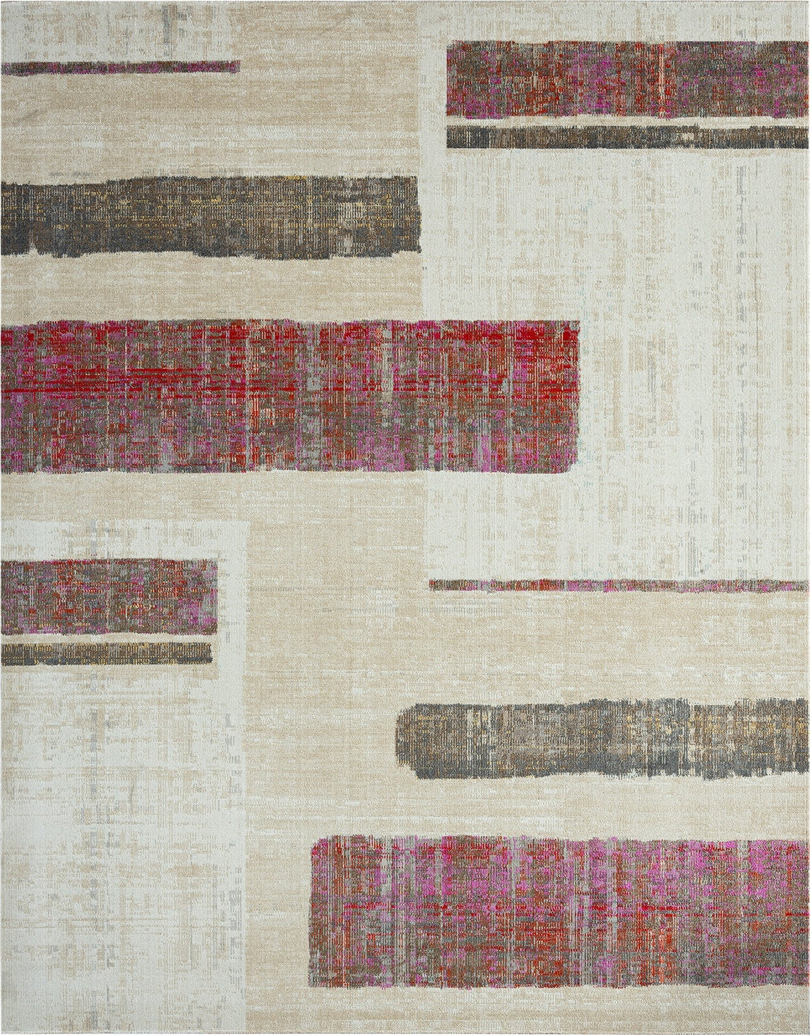 24-Seven by N Natori Art Moderna Brick/Pink/Sand 5 ft. 3 in. x 7 ft. 6 in. Area Rugs