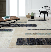 Load image into Gallery viewer, 24-Seven by N Natori Art Moderna Indigo/Sandstone 5 ft. 3 in. x 7 ft. 6 in. Area Rugs