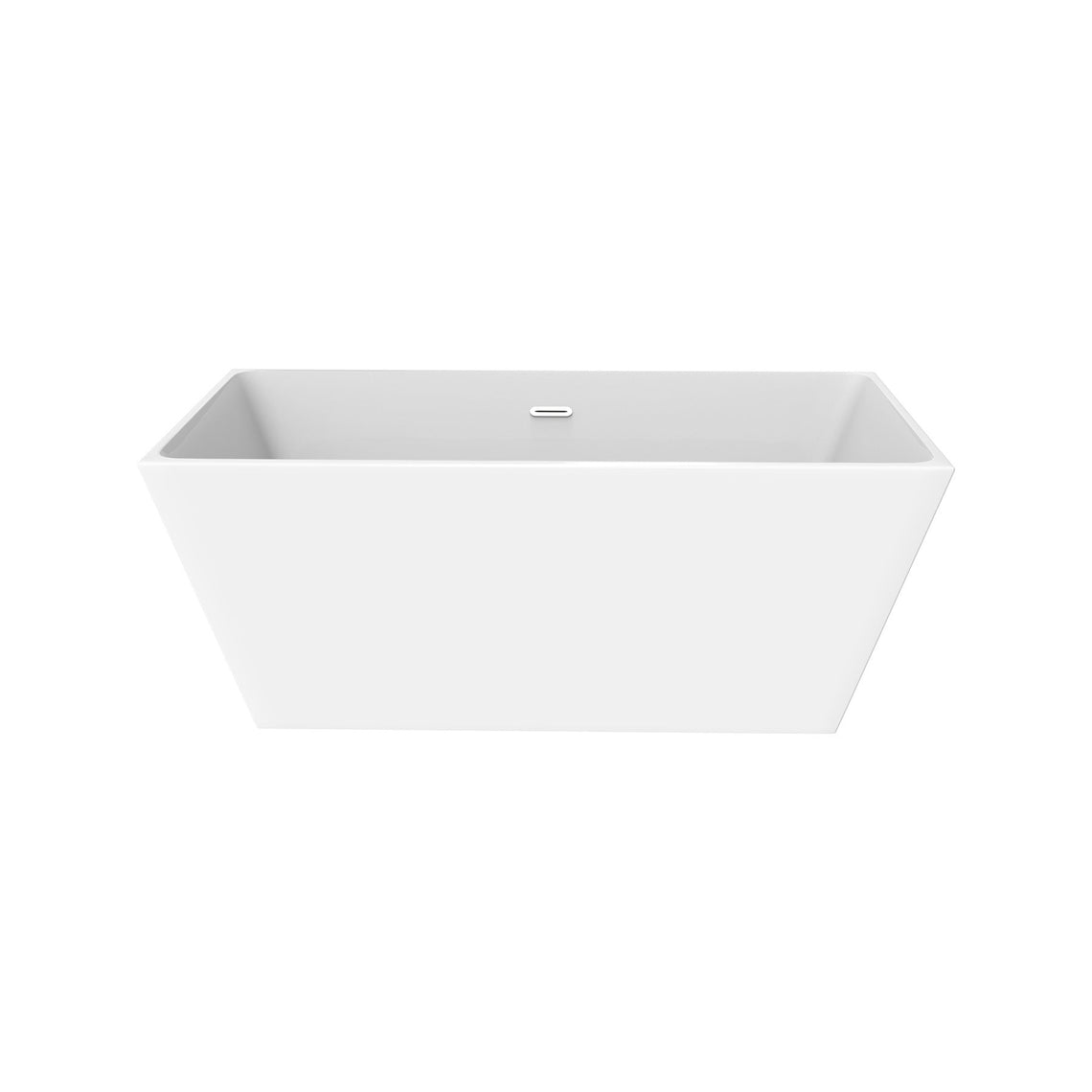 Harmony 59 In. Rectangular Acrylic Freestanding Soaking Bathtub in Glossy White Chrome-Plated Center Drain & Overflow Cover
